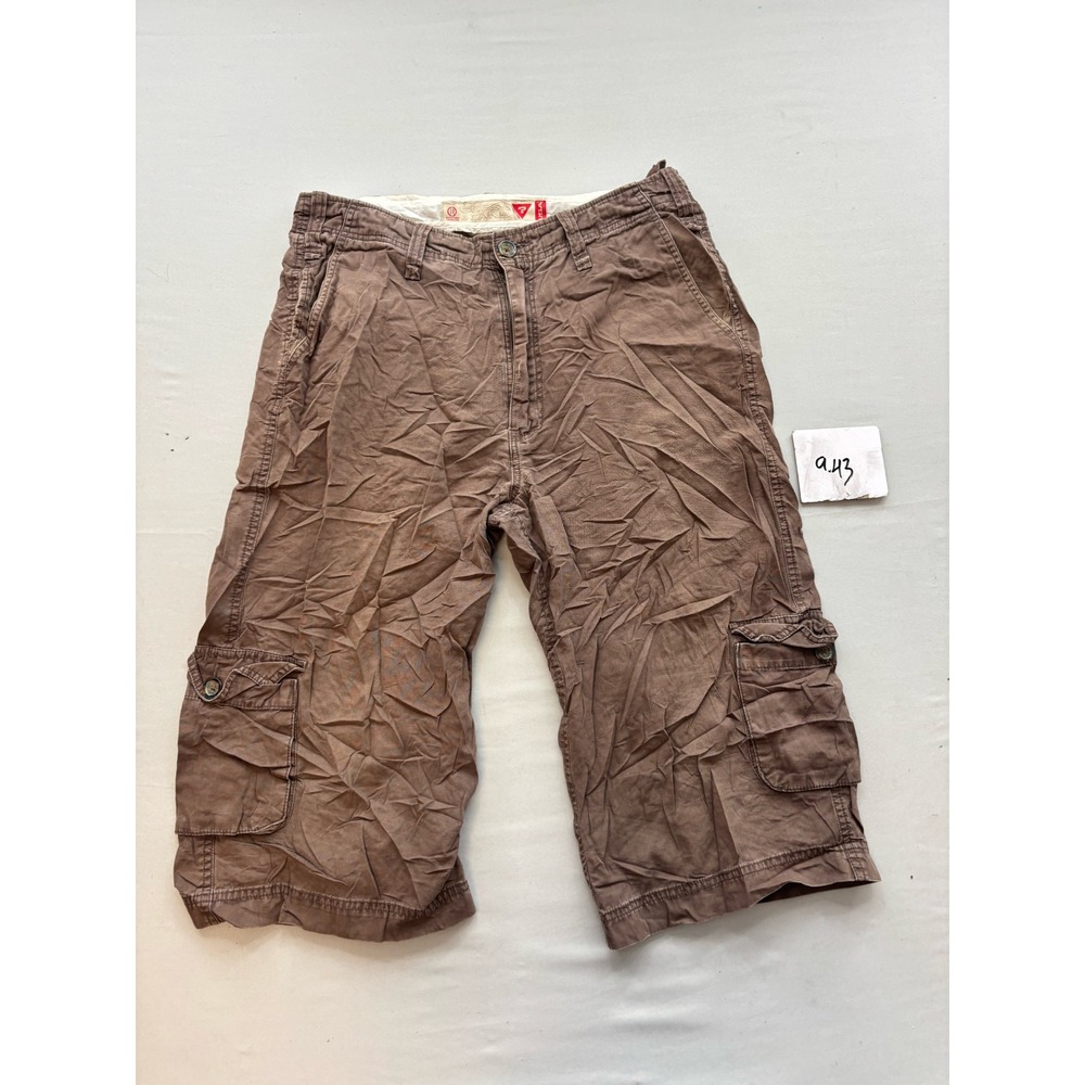 Guess Jeans Mens Brown Cargo Shorts Cotton Utility Multi Pocket Size 31 X016L092